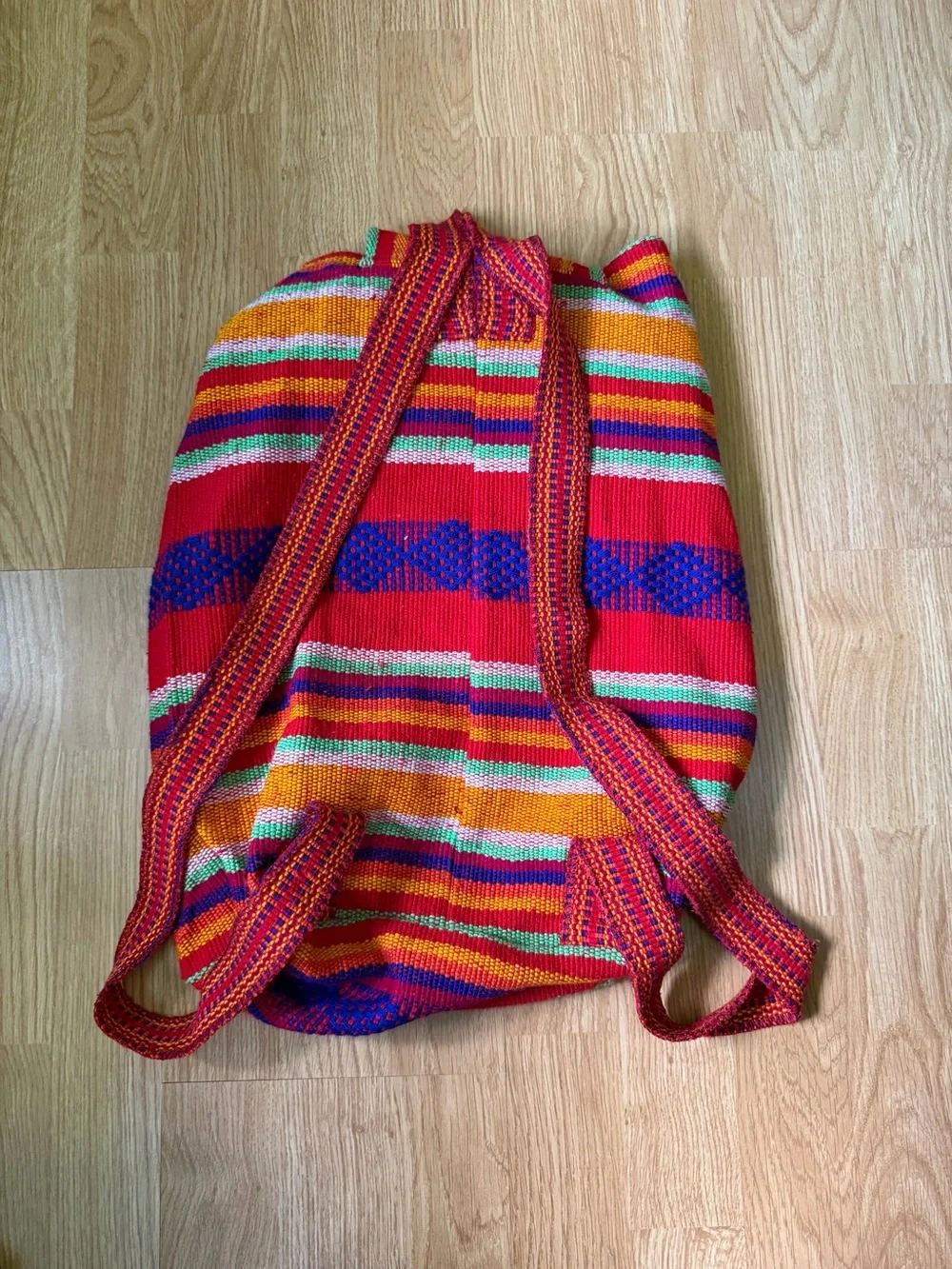 Multicolor Hand Woven Backpack from Roatan Hondura - Vibrant Striped Travel Pack